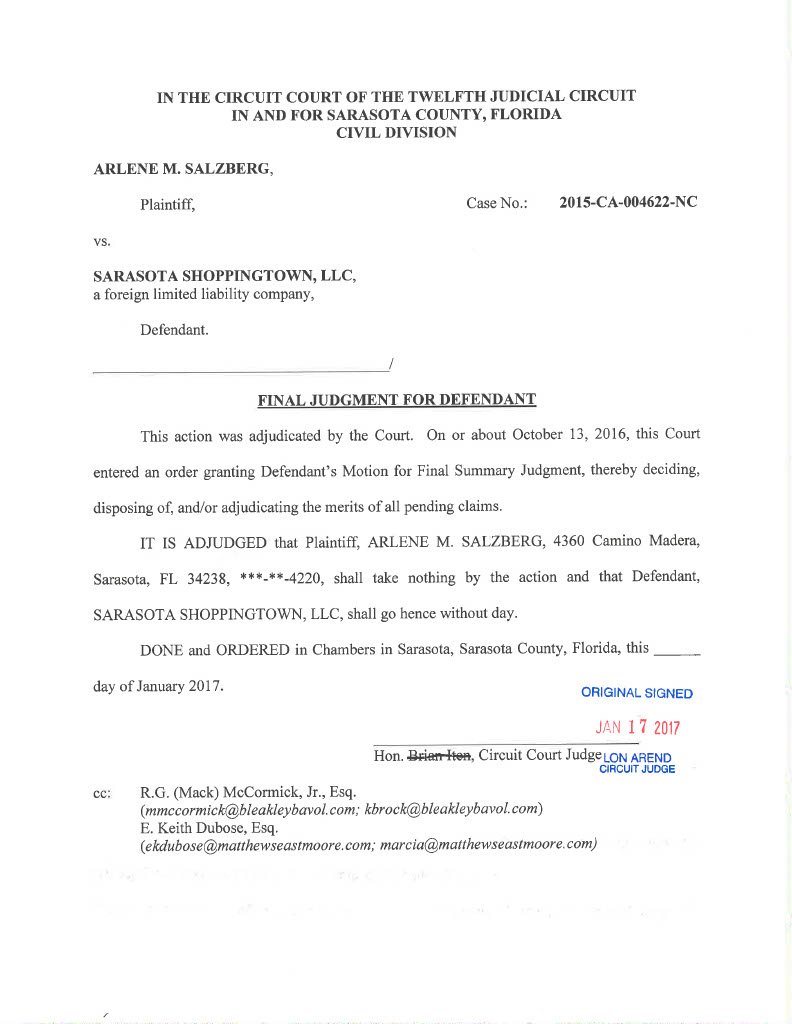 Salzberg vs Sarasota Shoppingtown-Final Judgment for Defendant1024_1